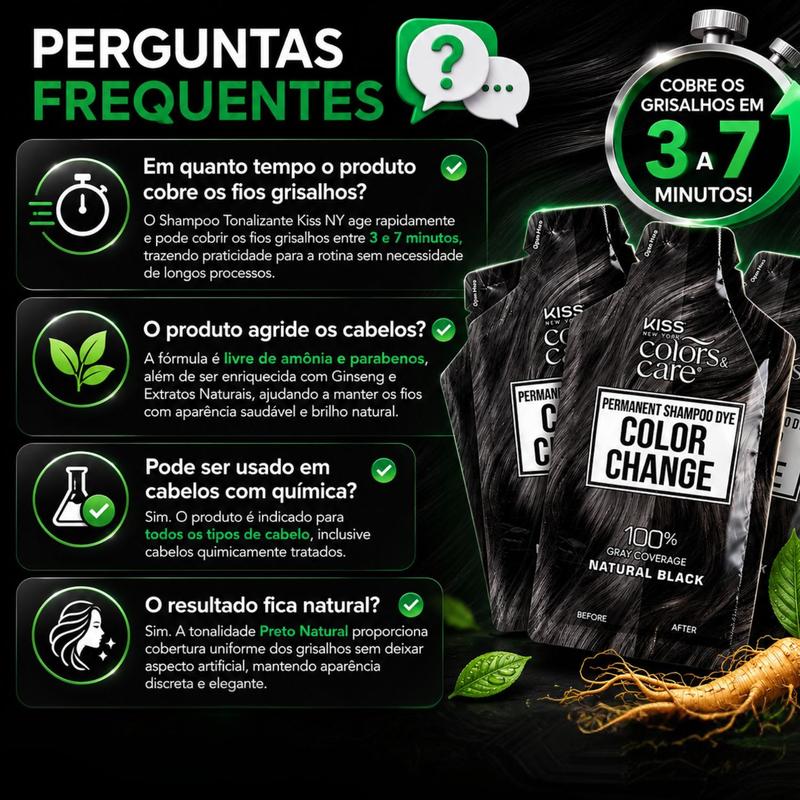 Kit Kiss New York Color Change: 6 Shampoo Tonalizante Preto